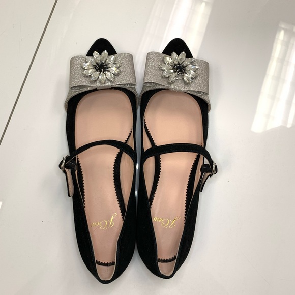 Jcrew Black Flats Jeweled 6.5 - Picture 1 of 7